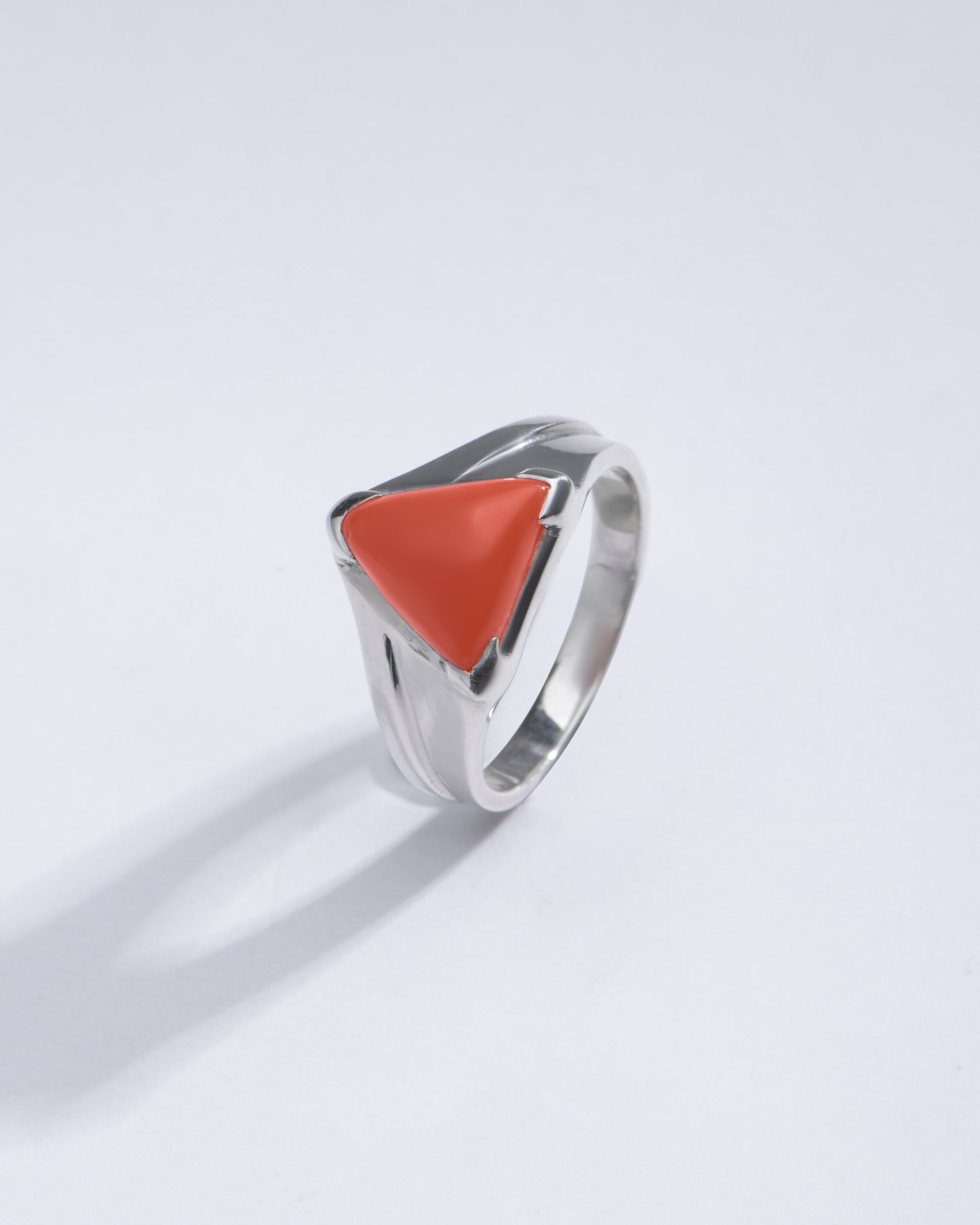 Bold Red Coral (Moonga) Ring in Silver - #1197N3 Tr - Myra