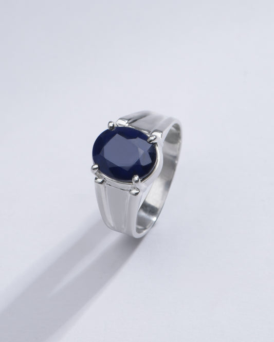 Authentic Blue Sapphire (Neelam) Ring in 925 Silver – #1111N4 - Myra