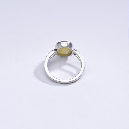 Radiant Yellow Sapphire (Pukhraj) Ring in Sterling Silver – #1112B - Myra