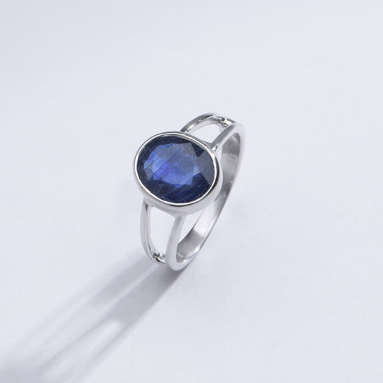 Royal Blue Sapphire (Neelam) Ring in 925 Silver – #1150B - Myra