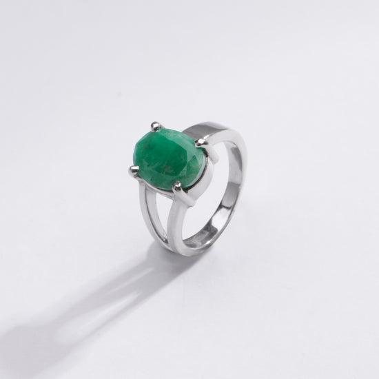 Natural Emerald (Panna) Ring in 925 Silver - #1125N4 - Myra