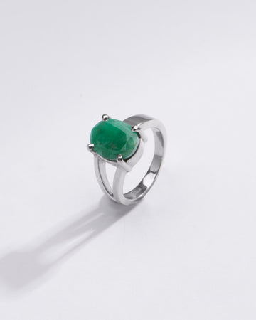Natural Emerald (Panna) Ring in 925 Silver - #1125N4 - Myra