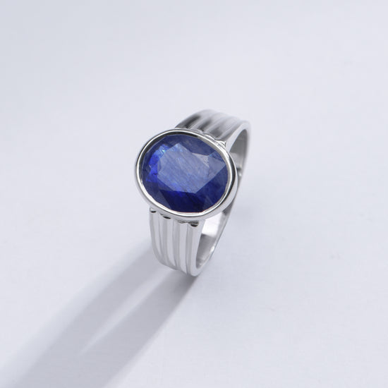 Classic Blue Sapphire (Neelam) Ring in 925 Silver – #1228B - Myra