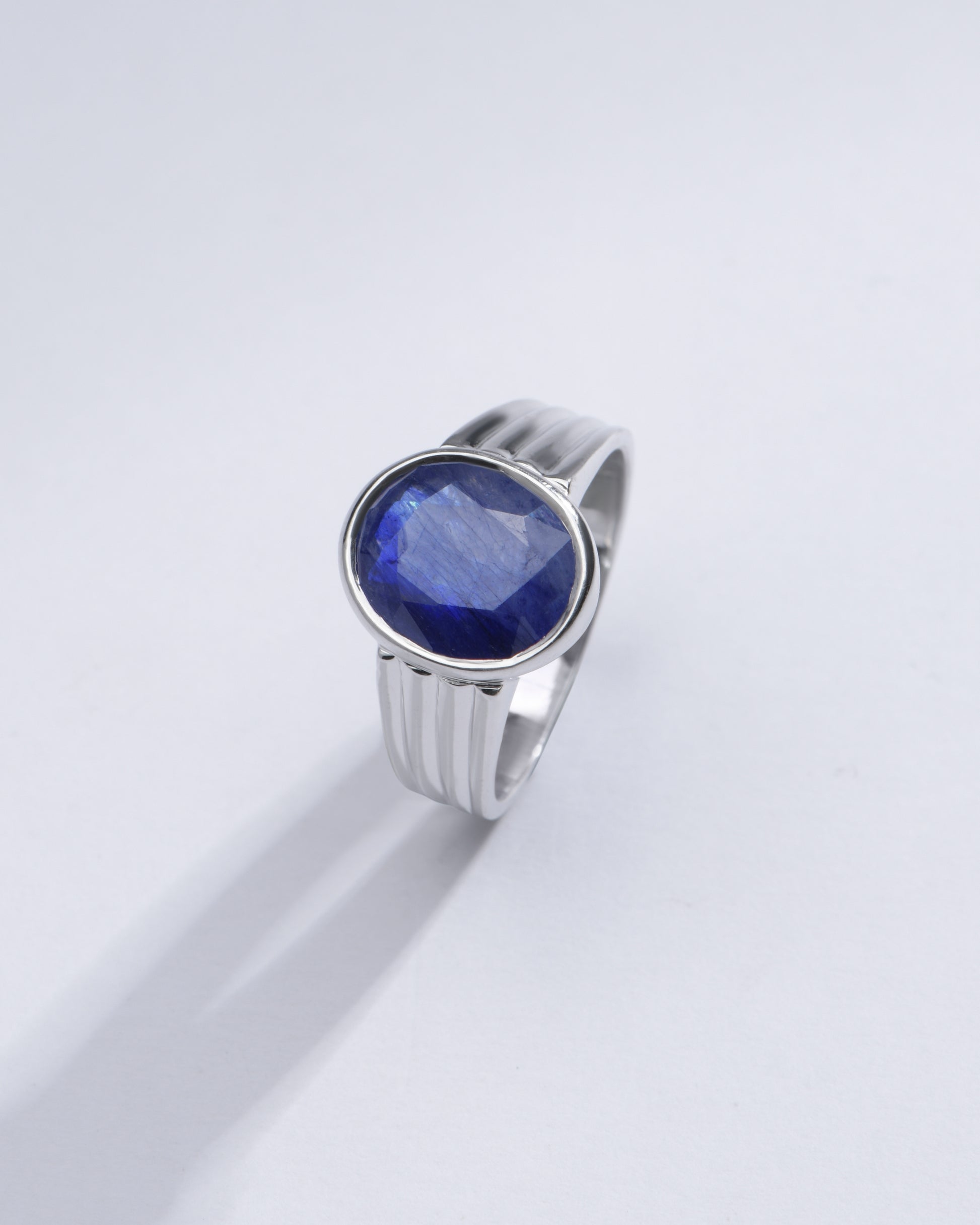 Classic Blue Sapphire (Neelam) Ring in 925 Silver – #1228B - Myra