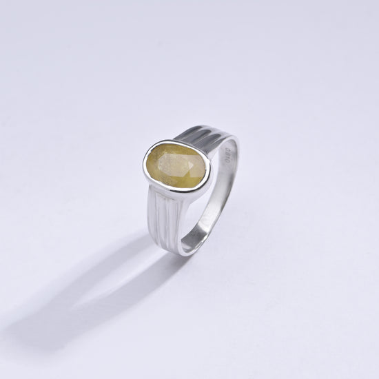 Authentic Yellow Sapphire (Pukhraj) Gemstone Ring in 925 Silver – #1228B - Myra