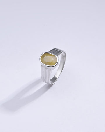 Authentic Yellow Sapphire (Pukhraj) Gemstone Ring in 925 Silver – #1228B - Myra