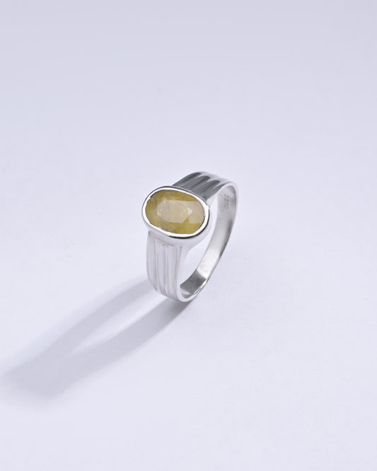 Authentic Yellow Sapphire (Pukhraj) Gemstone Ring in 925 Silver â€“ #1228B - Myra