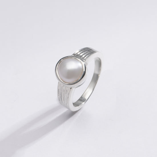 Genuine Pearl (Moti) Gemstone Ring in 925 Silver - #1225 R - Myra