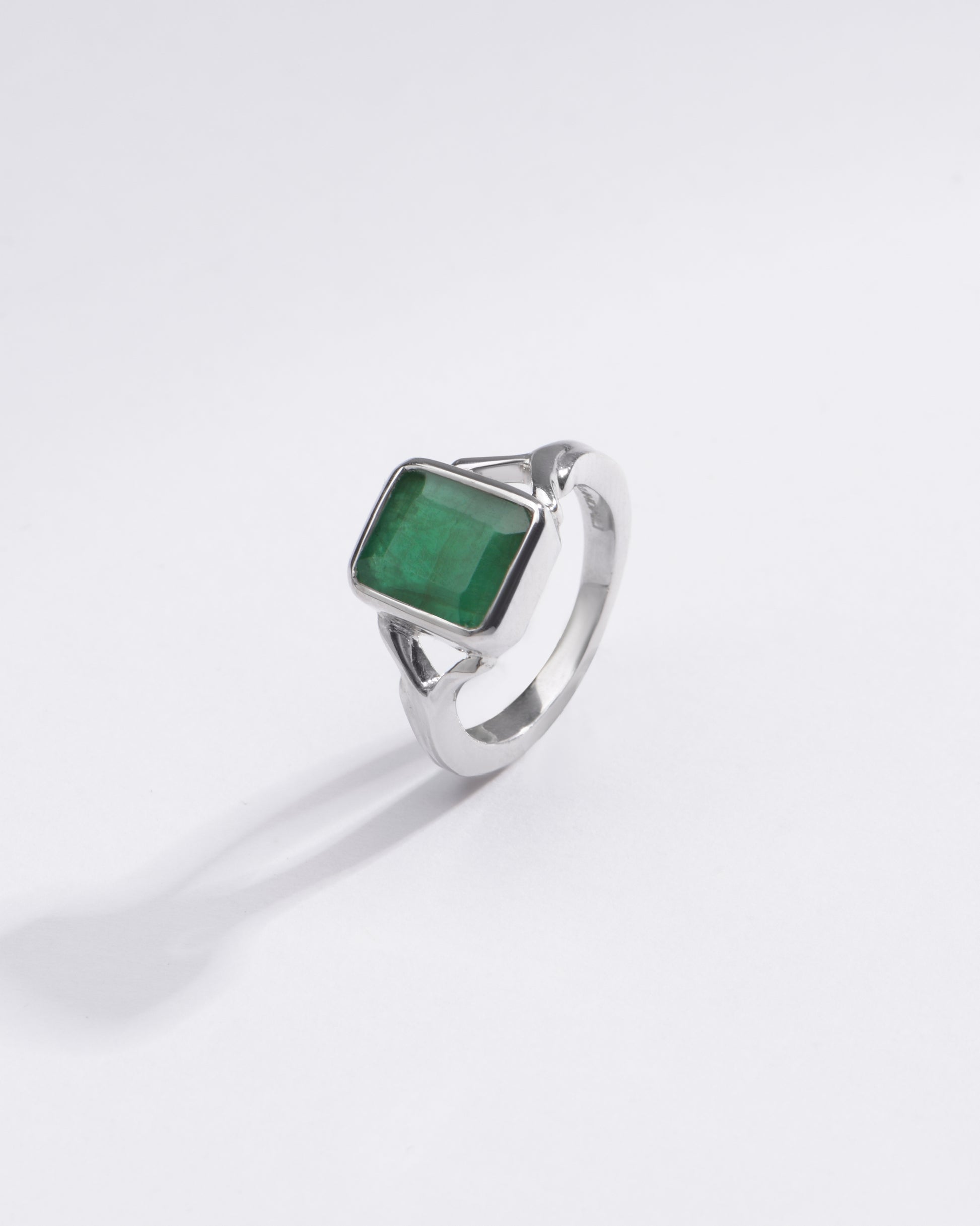 Authentic Emerald (Panna) Ring in Sterling Silver – #1175B Sq - Myra