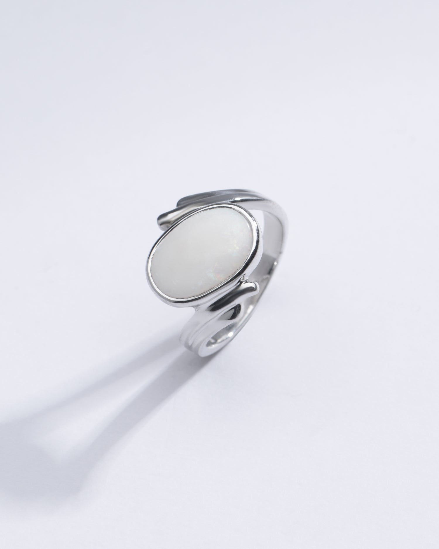 Radiant Opal (Doodhiya) Gemstone Ring in 925 Silver â€“ #1103B F - Myra