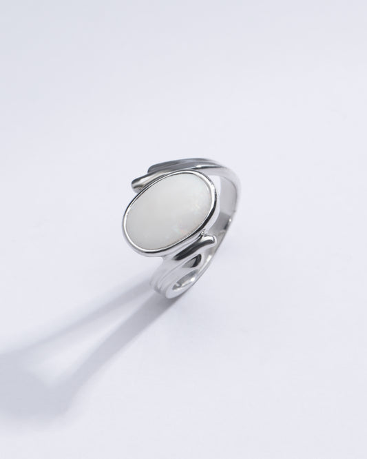 Radiant Opal (Doodhiya) Gemstone Ring in 925 Silver â€“ #1103B F - Myra