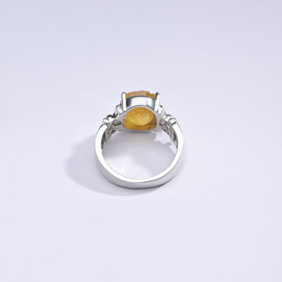 Radiant Yellow Sapphire (Pukhraj) Ring in 925 Silver – #1199N4 - Myra
