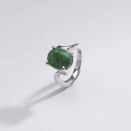 Elegant Green Emerald (Panna) Ring in 925 Silver – #1152N4 - Myra