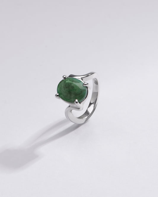 Elegant Green Emerald (Panna) Ring in 925 Silver â€“ #1152N4 - Myra