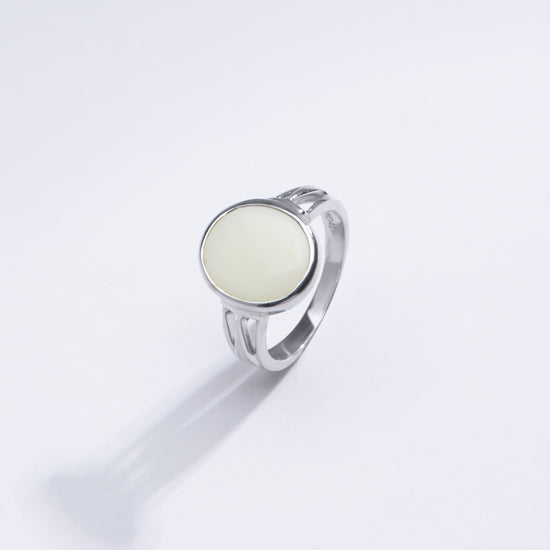 Ethereal Opal (Doodhiya) Gemstone Ring in Sterling Silver – #1242B - Myra