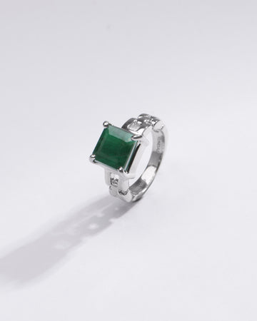 Radiant Emerald (Panna) Gemstone Ring in 925 Silver – #1245N4 Sq - Myra