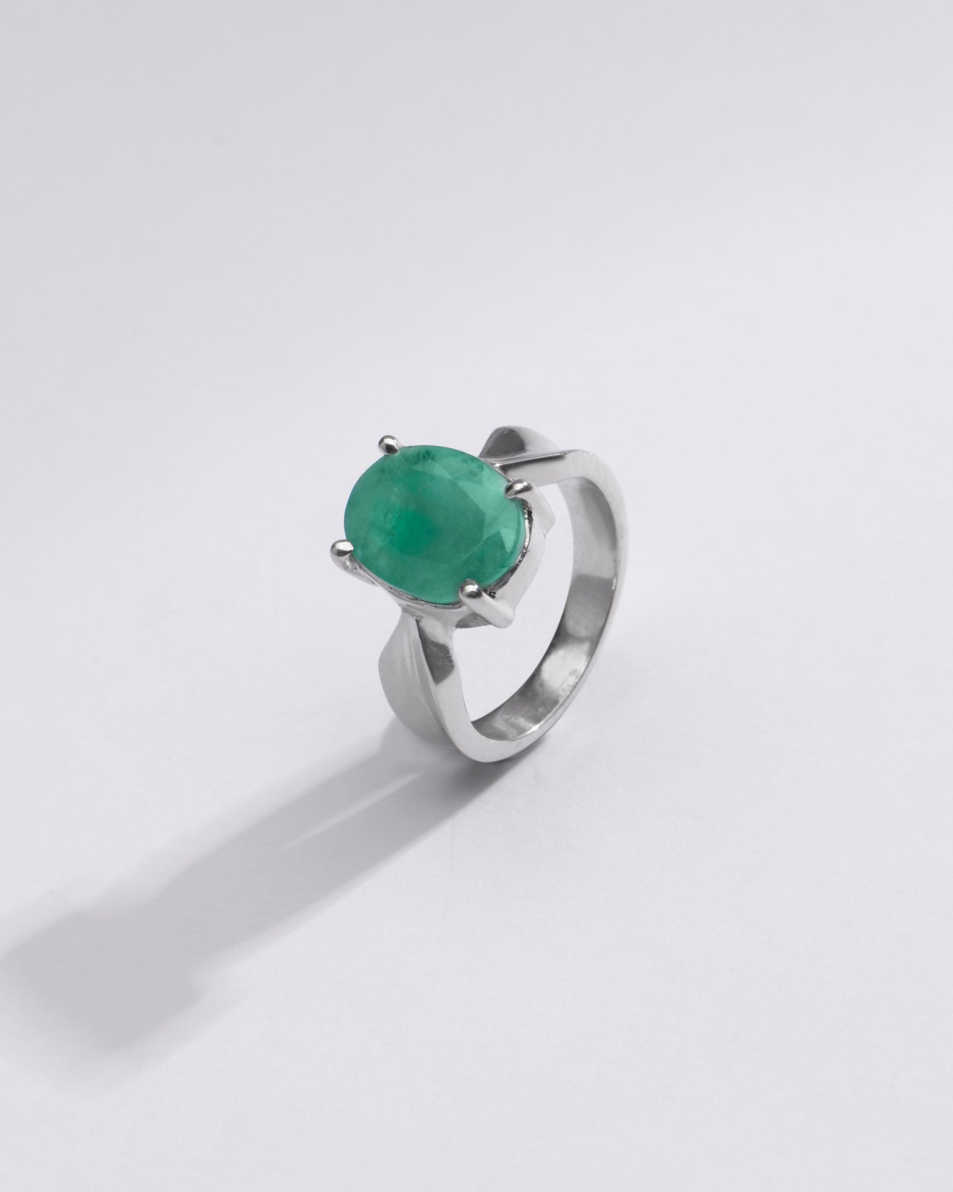 Radiant Green Emerald (Panna) Ring in 925 Silver – #1136N4 - Myra