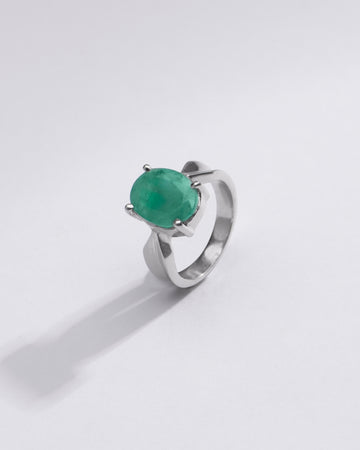 Radiant Green Emerald (Panna) Ring in 925 Silver – #1136N4 - Myra