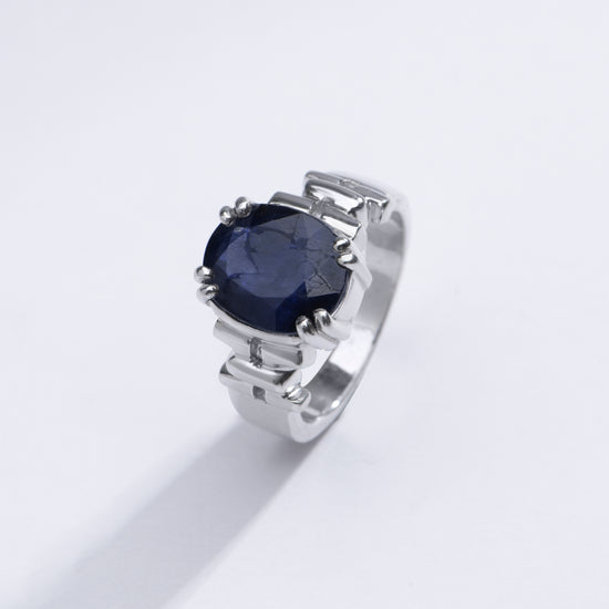 Royal Blue Sapphire (Neelam) Ring in 925 Silver – #1199N8 - Myra