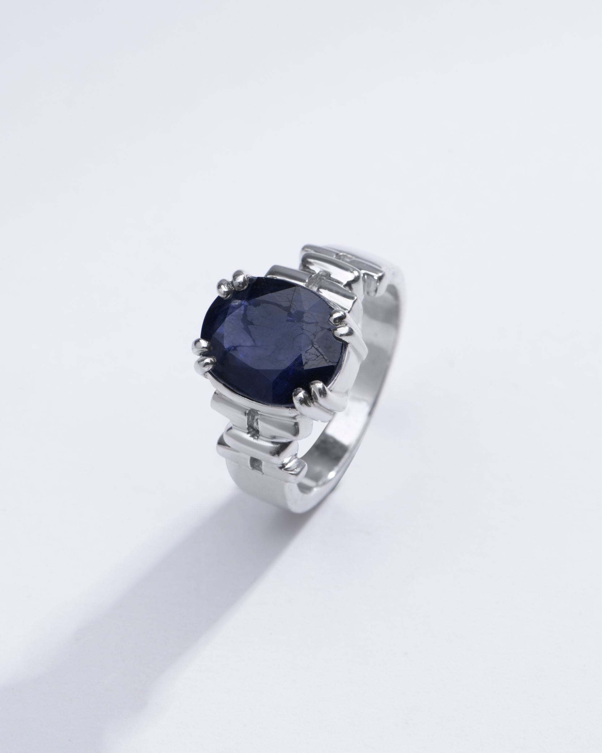Royal Blue Sapphire (Neelam) Ring in 925 Silver – #1199N8 - Myra