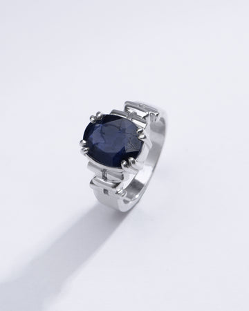Royal Blue Sapphire (Neelam) Ring in 925 Silver – #1199N8 - Myra