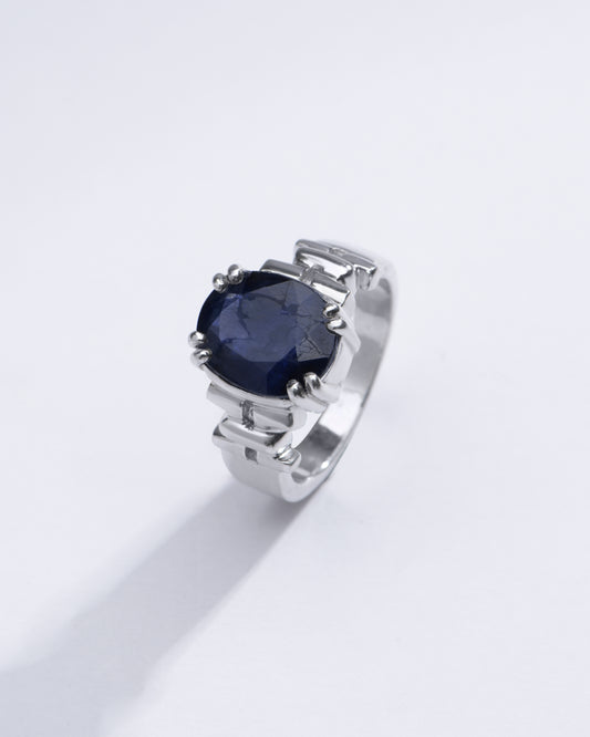 Royal Blue Sapphire (Neelam) Ring in 925 Silver â€“ #1199N8 - Myra
