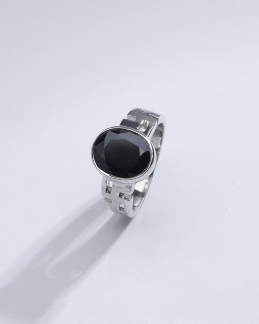 Authentic Blue Sapphire (Neelam) Gemstone Ring in Sterling Silver – #1283B - Myra