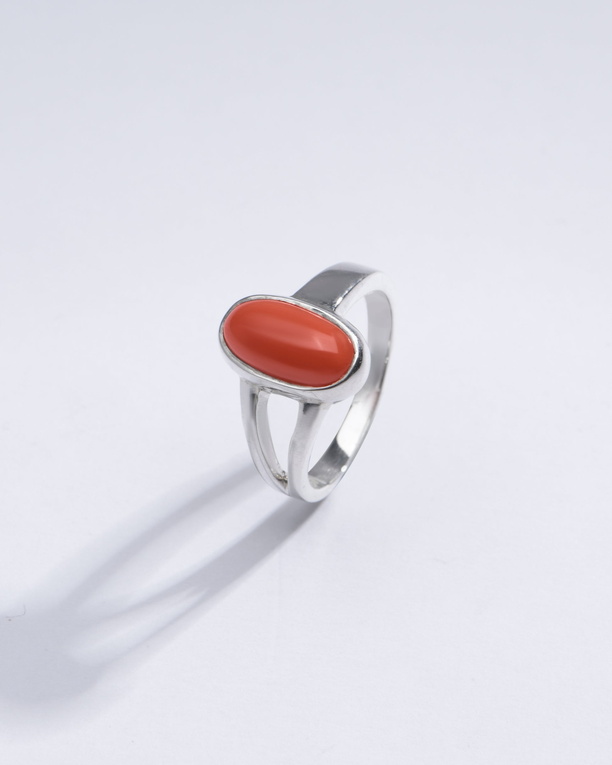 Timeless Red Coral (Moonga) Ring in Sterling Silver – #1125 Ov - Myra