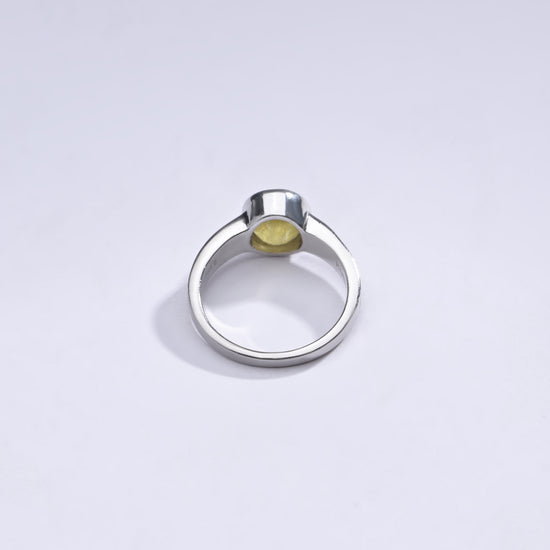 Bold Yellow Sapphire Pukhraj Ring in Silver from Myra Gems