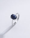 Radiant Blue Sapphire (Neelam) Ring in 925 Silver – #1218N4 - Myra