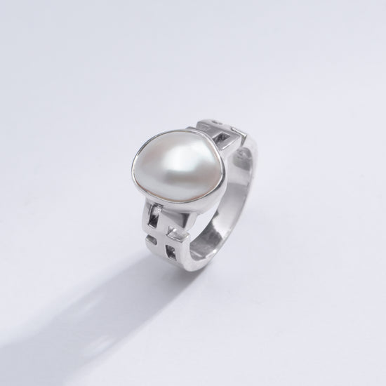 Classic Pearl (Moti) Ring in 925 Sterling Silver - #1283 U - Myra