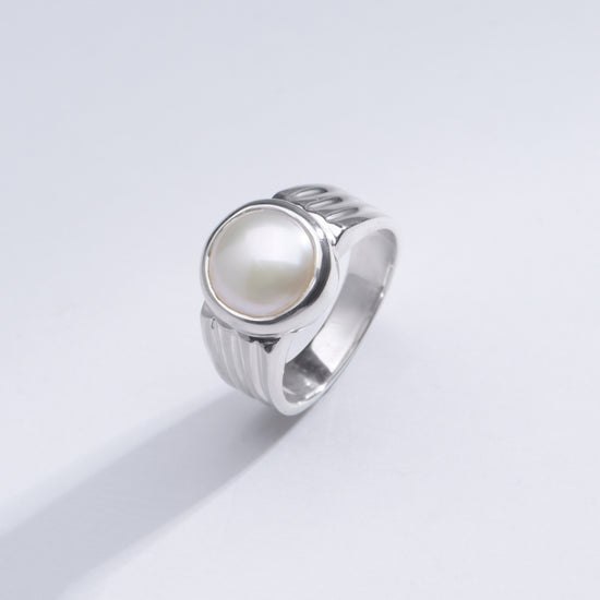 Natural Pearl (Moti) Gemstone Ring in 925 Silver - #1228 R - Myra