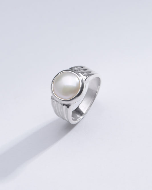 Natural Pearl (Moti) Gemstone Ring in 925 Silver - #1228 R - Myra