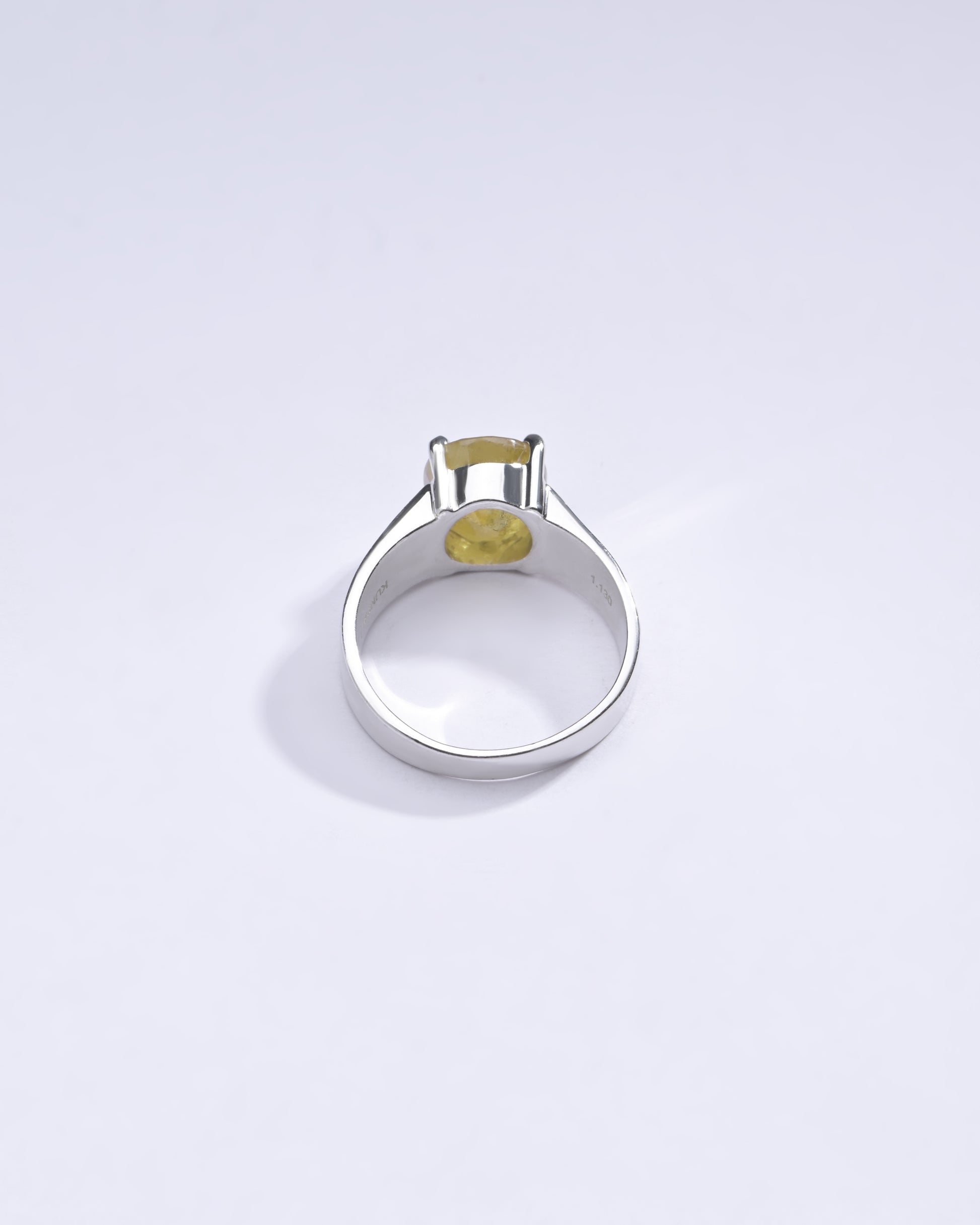 Natural Yellow Sapphire (Pukhraj) Ring in Sterling Silver – #1224N4 - Myra