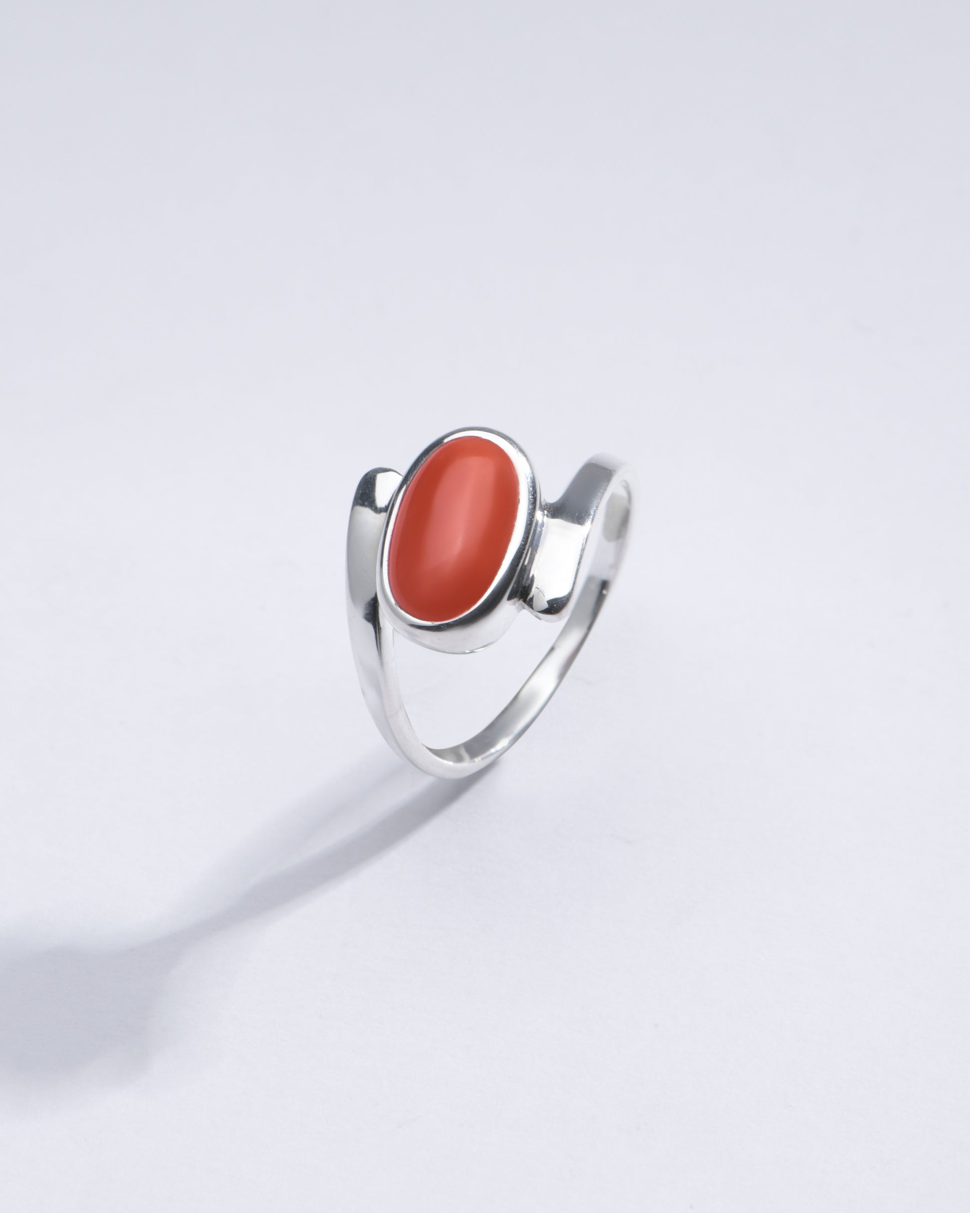 Radiant Red Coral (Moonga) Ring in 925 Silver – #1138 Ov - Myra