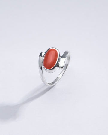Radiant Red Coral (Moonga) Ring in 925 Silver – #1138 Ov - Myra