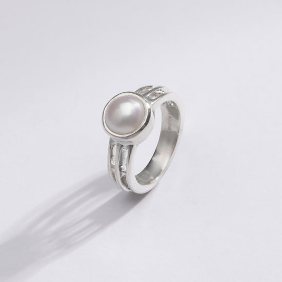 Elegant Pearl (Moti) Ring in 925 Silver - #1142 U - Myra