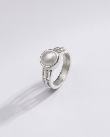 Elegant Pearl (Moti) Ring in 925 Silver - #1142 U - Myra