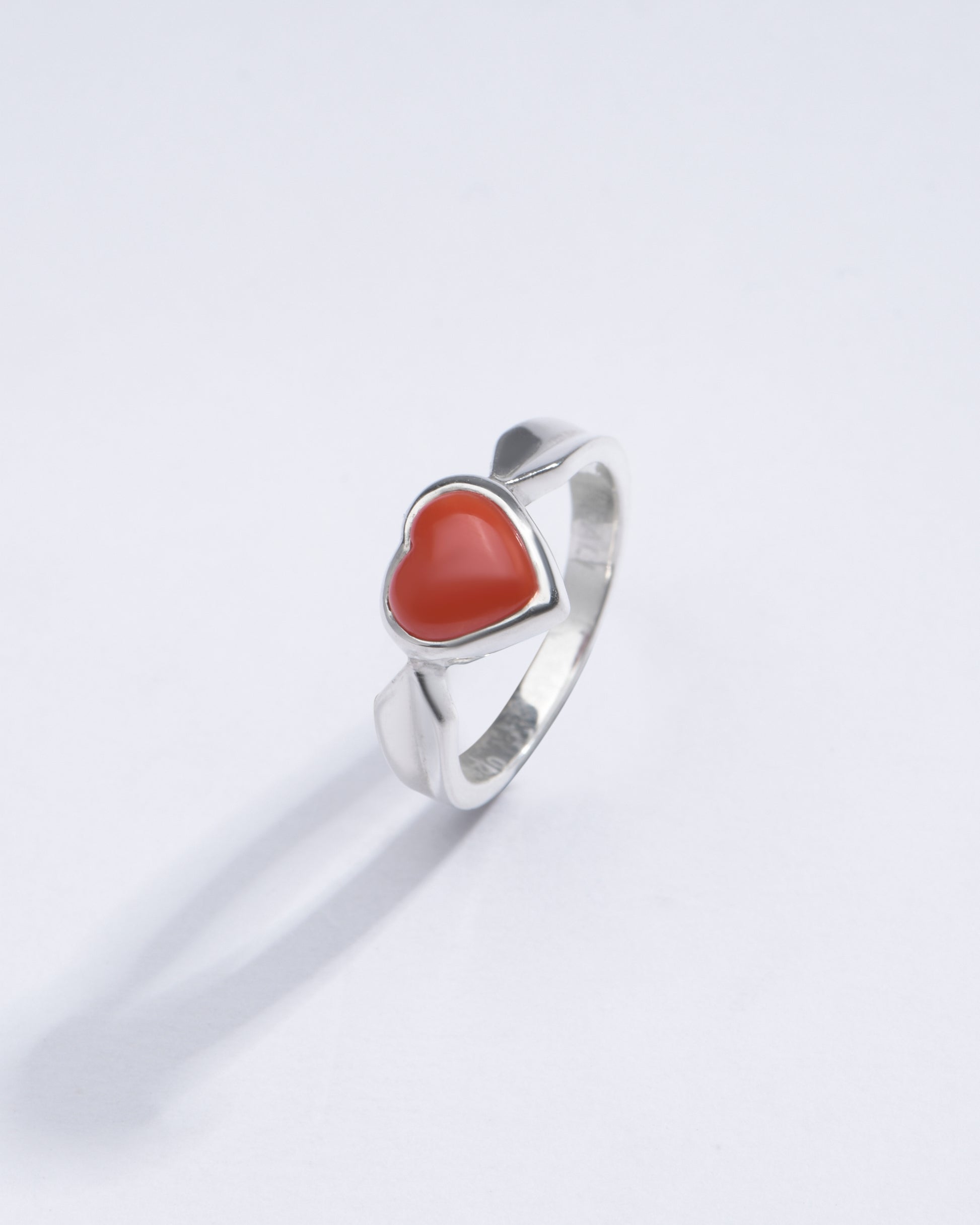 Minimalist Red Coral (Moonga) Ring in 925 Silver - #1136 - Myra