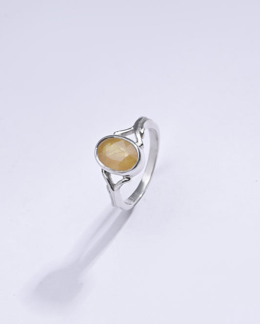 Genuine Yellow Sapphire (Pukhraj) Ring in Sterling Silver â€“ #1175B - Myra