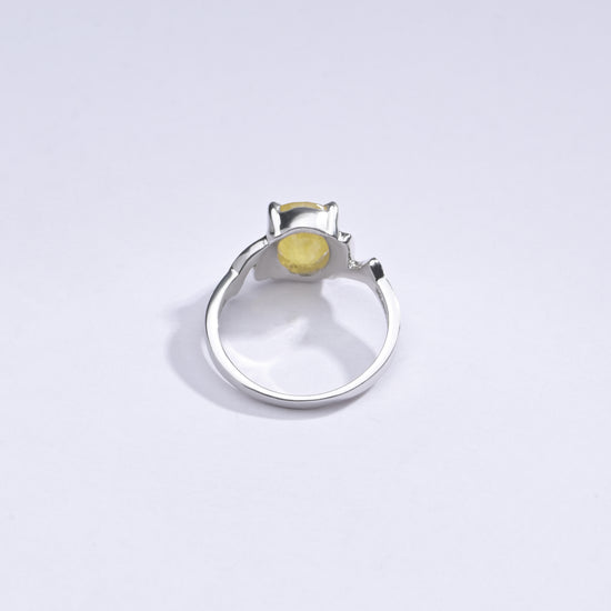 Classic Yellow Sapphire (Pukhraj) Ring in Sterling Silver – #1196N4 - Myra