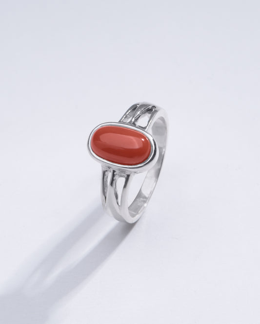 Vintage Red Coral (Moonga) Ring in 925 Sterling Silver – #1242 - Myra