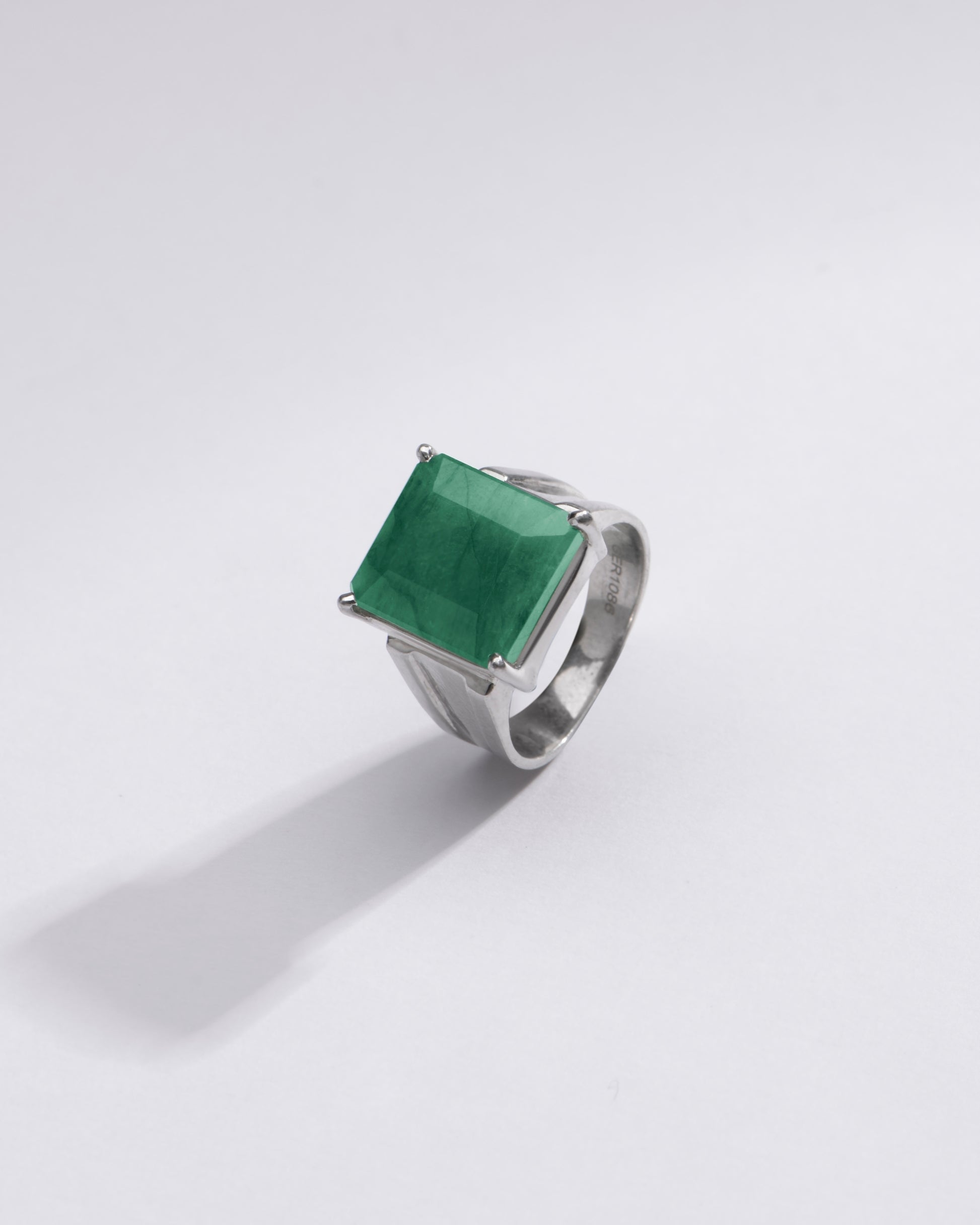 Radiant Emerald (Panna) Ring in 925 Silver – #1111N4 Sq - Myra