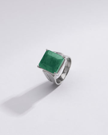 Radiant Emerald (Panna) Ring in 925 Silver – #1111N4 Sq - Myra