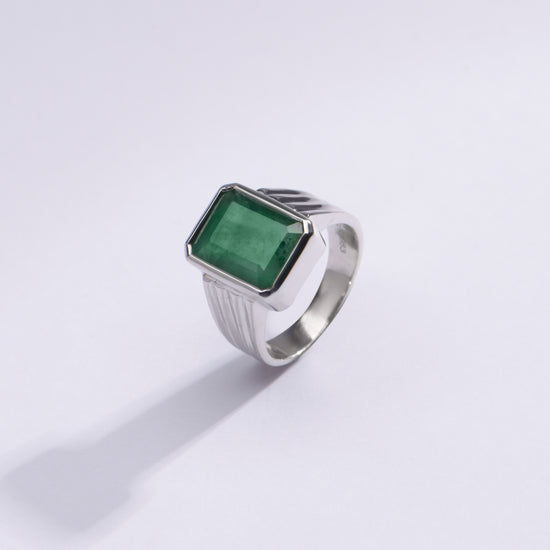 Vintage Emerald (Panna) Ring in 925 Silver â€“ #1228B Sq - Myra