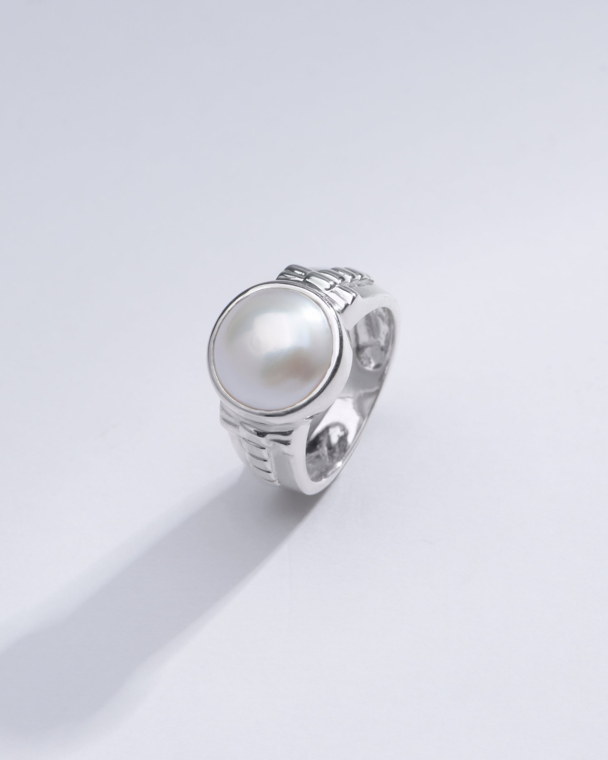 Classic Pearl (Moti) Ring in 925 Silver - #1236 R - Myra