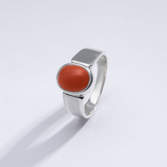 Elegant Red Coral (Moonga) Ring in 925 Silver – #1224 - Myra