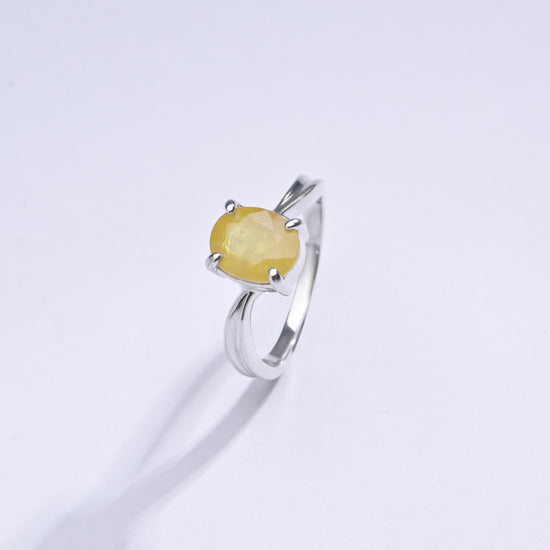 Radiant Yellow Sapphire (Pukhraj) Ring in Sterling Silver – #1201N4 - Myra