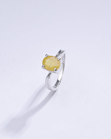 Radiant Yellow Sapphire (Pukhraj) Ring in Sterling Silver – #1201N4 - Myra