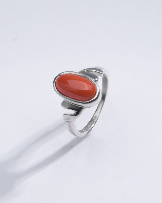 Radiant Red Coral (Moonga) Ring in 925 Silver â€“ #1196 Ov - Myra